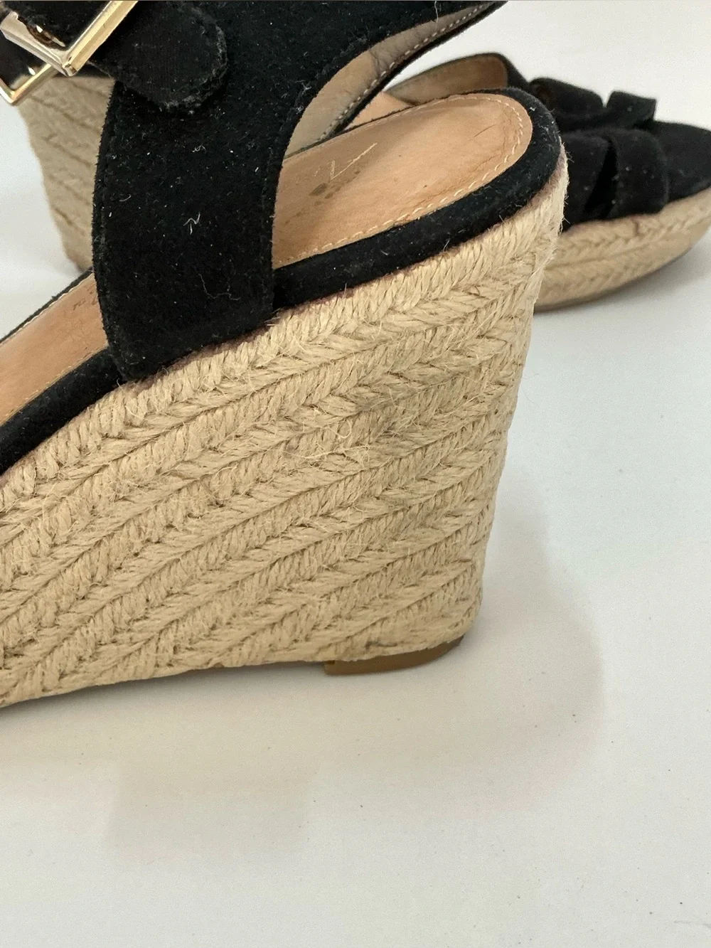 American Eagle Black Faux Suede Espadrille Sandals Ankle Strap Women’s 6.5